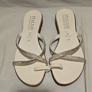 Italian Shoemakers Cream and Silver Sandals